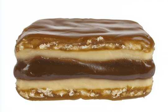 Layered slice of Venezuelan quesillo with glossy caramel