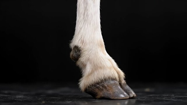 Detailed Closeup of a Cloven Hoof Goat or Sheep on Black