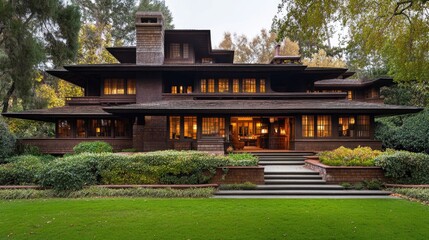 Stunning Prairie School Architecture: A Nighttime View of the  Robert P. Bradley House