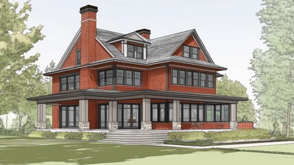 Elegant Craftsman Style Home Architectural Design