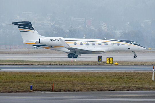 N-918TA Gulfstream G650ER jet in Zurich in Switzerland 23.1.2026