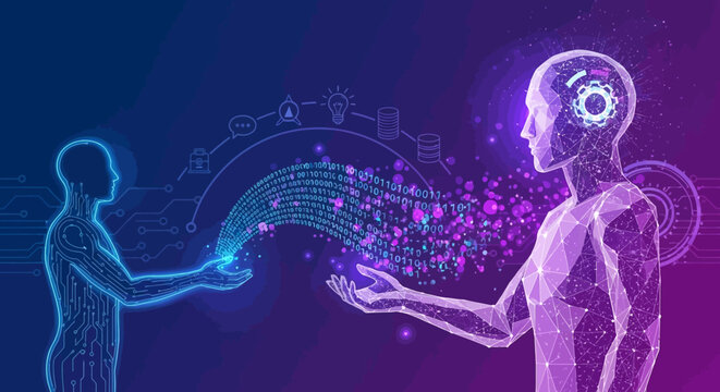 An artistic blue x-ray illustration of human body anatomy capturing the motion of electric energy and lightning power within the brain and skull for a scientific medicine wallpaper backdrop