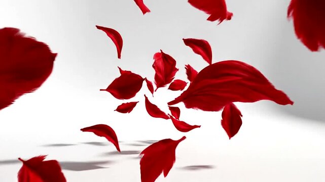 Red leaves falling from tree branch.