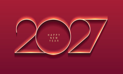 Minimal 2027 New Year Greeting with Glowing Numbers © Abu