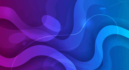 Smooth flowing waves of light create an abstract blue and purple background with a curved motion texture and artistic vector line patterns for a modern energy wallpaper design