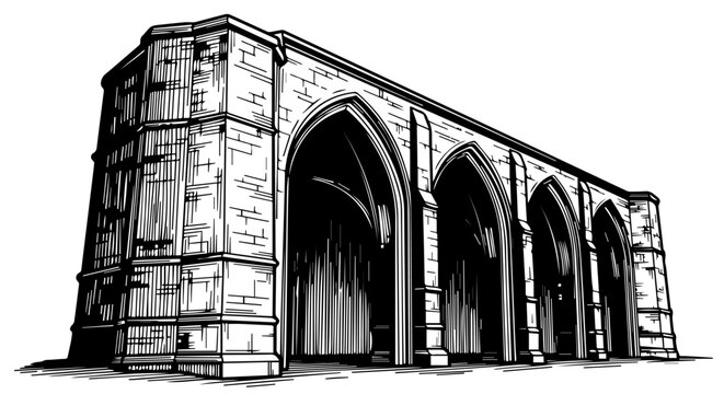 Gothic-style architectural structure with intricate stone facade and tall arched windows