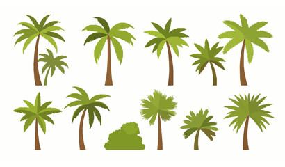 Obraz premium Flat Palm Tree Vector Set for Tropical Mobile Game Landscape