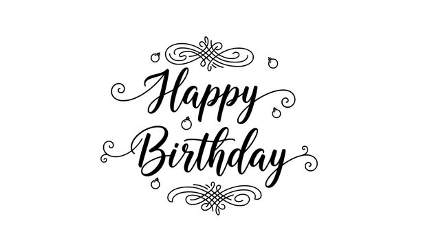 Elegant Happy Birthday Script Typography Vector Set