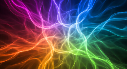 Obraz premium Vibrant multicolored light waves flowing in a dark digital space