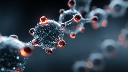 Pharmaceutical biotechnology innovation concept with molecular visualization bioinformatics artificial intelligence systems and advanced medical technology background