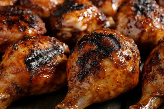 Close up of grilled malaysian ayam percik chicken drumsticks