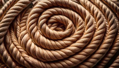 A Detailed Close Up Of A Coiled Brown Hemp Rope Showing Natural Fibers And Texture Ai Generated