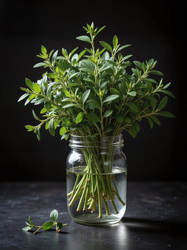 Fresh mint, a dark background, dramatic lighting, luxurious still life&mdash;the dark tones create a sophisticated and high-end vanilla display.