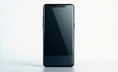 Naklejka premium Blank smartphone screen mockup on white background, front view with copy space