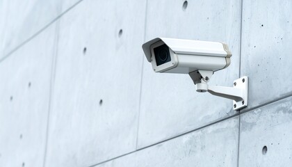 Modern security camera mounted on a concrete wall for surveillance