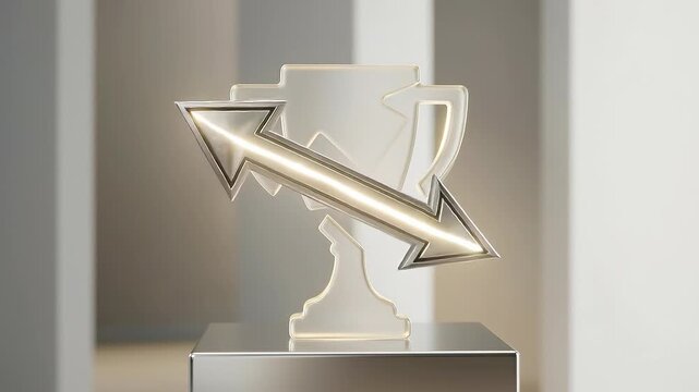 Clean Trophy and Rising Arrow Icon Symbolizing Measurable Business Achievement and Success.