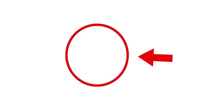 Red circle highlight with arrow animation on transparent background, circle highlighter animated with alpha channel.