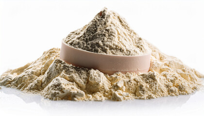 Pile Of Whey Protein Powder Isolated On White Background This Is Photo Not Ai Generated