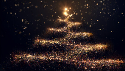 Abstract Christmas Tree Made With Particles Background Stock Illustration Generative Ai