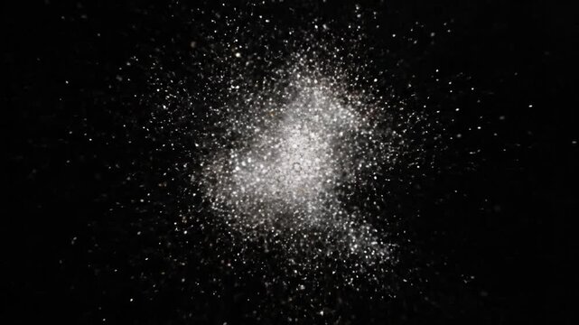 Explosion of Glitter Particles on Black Background, Abstract Swirl
