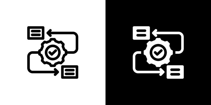 Workflow icon concept with flat Black White Background. Vector illustration.