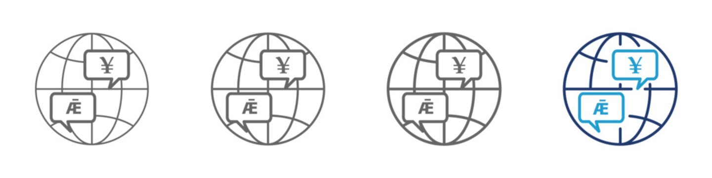 Language icon in line style and blue color.  Vector Art Illustration