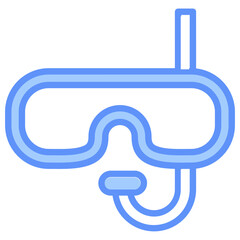 Snorkel Outline Blue Color Icon