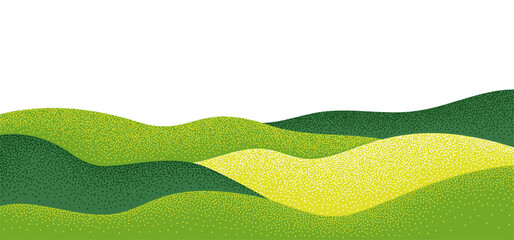 Fototapeta premium Abstract Japanese Rice Field Pattern. Agriculture Landscape Illustration. Green Tea Hills Collage Illustration. Vector Grass Mountain Texture.