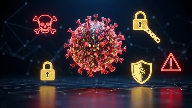 Virus protection security concept with icons.
