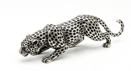 A black and white image of a running leopard