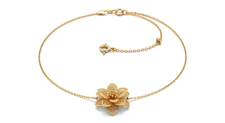 Gold flower bracelet on a white background