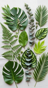 Variety of tropical leaves on white background stock photo free image on.