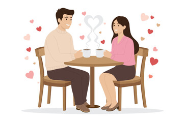 valentine day coffee shop date illustration