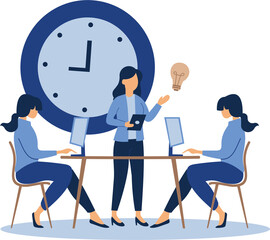 Fototapeta premium Business teamwork brainstorming in flat Illustration