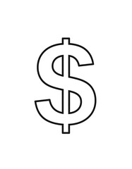Obraz premium Black and white illustration of a stylized dollar sign, isolated on a white background