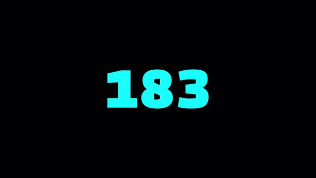 0 to 365 day Countdown animation on black background, 365 days counting, zero to 365, 4K.