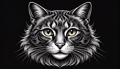 Obraz premium Striking Black and White Cat Portrait with Intense Gaze.