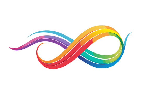 A colorful infinity symbol made of swirling ribbons in a vibrant, modern design