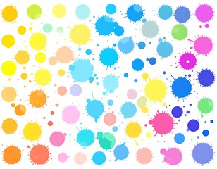 Colorful Paint Splatters on White Background.