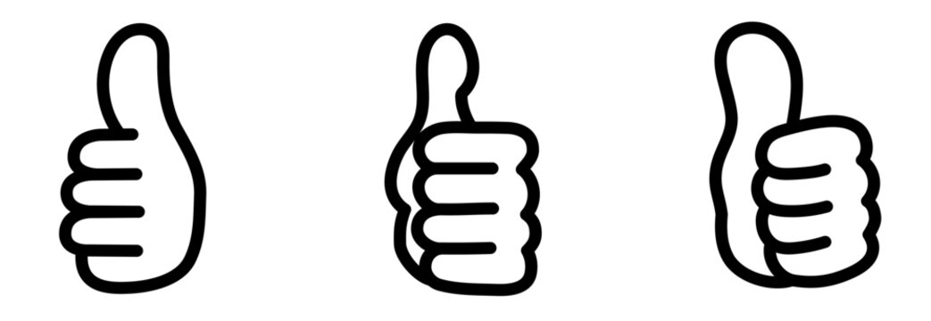 親指アップ グッドサインの線画アイコンセット 評価・賛成を表すシンプル素材