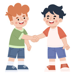 Illustration of Two Boys Shaking Hands