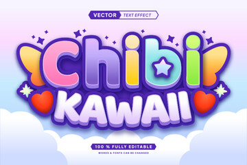 Text effect editable 3d gaming chibi kawai cartoon font style