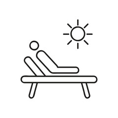 Beach Lounge Chair Icon, Relaxing Sunbath Icon, Poolside Lounge Chair Icon..eps