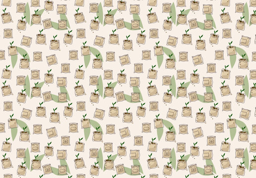 compost bag, seamless pattern doodle vector