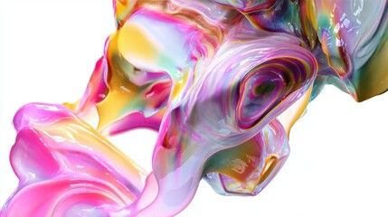 Fluid shapes blending together pastel and neon tones