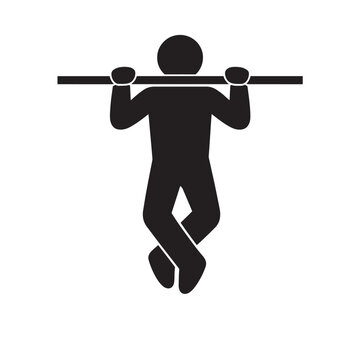 Black silhouette of a person performing a pull up on a horizontal bar woman human