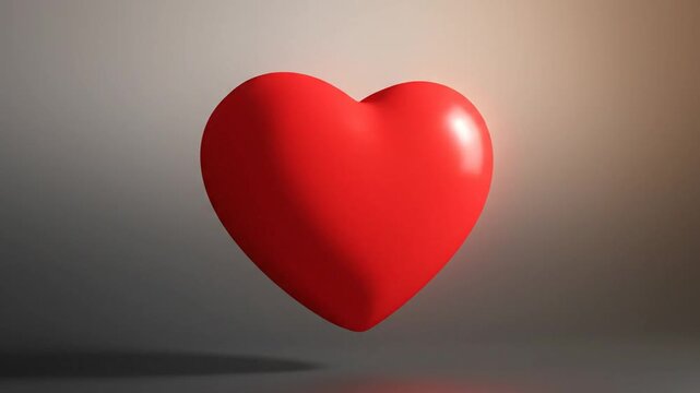 Abstract red egg shape object with glossy surface on neutral backdrop