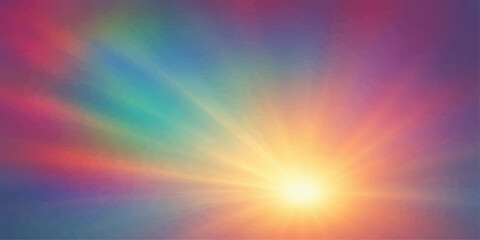 Obraz premium Abstract colorful rainbow background with rays and bright sky