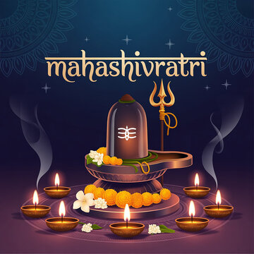 Happy maha Shivratri, a Hindu festival celebrated of lord shiva night. Creative vector illustration design.