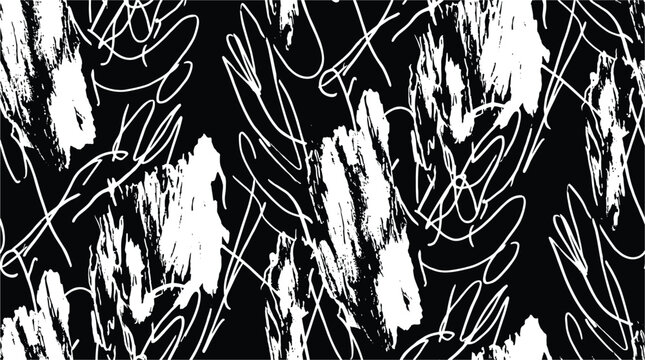 Abstract seamless vector pattern. Scribbly gum tree bark texture and brush stroke marks design.